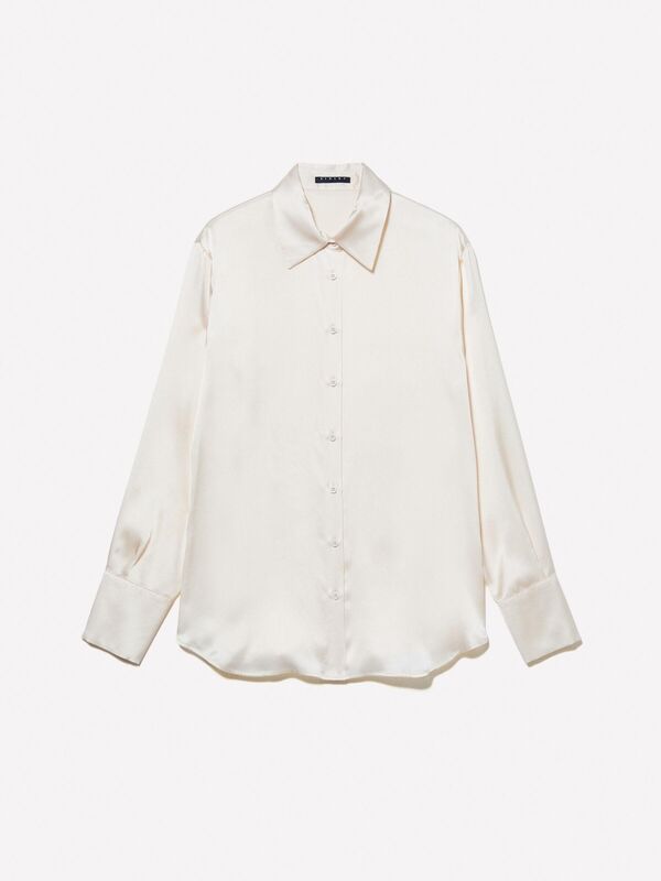 %100 İpek Arkası Uzun Regular Fit Gömlek Kadın 0L8 Gömlek - 324A5Q6WLQ05E