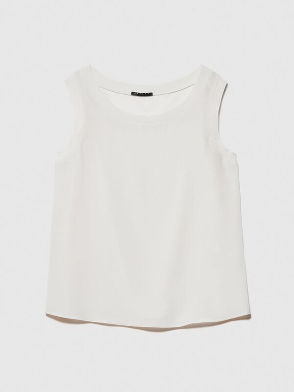 %100 İpek Bisiklet Yaka Kolsuz Bluz Kadın 0L8 Bluz - 324P50OYLH010