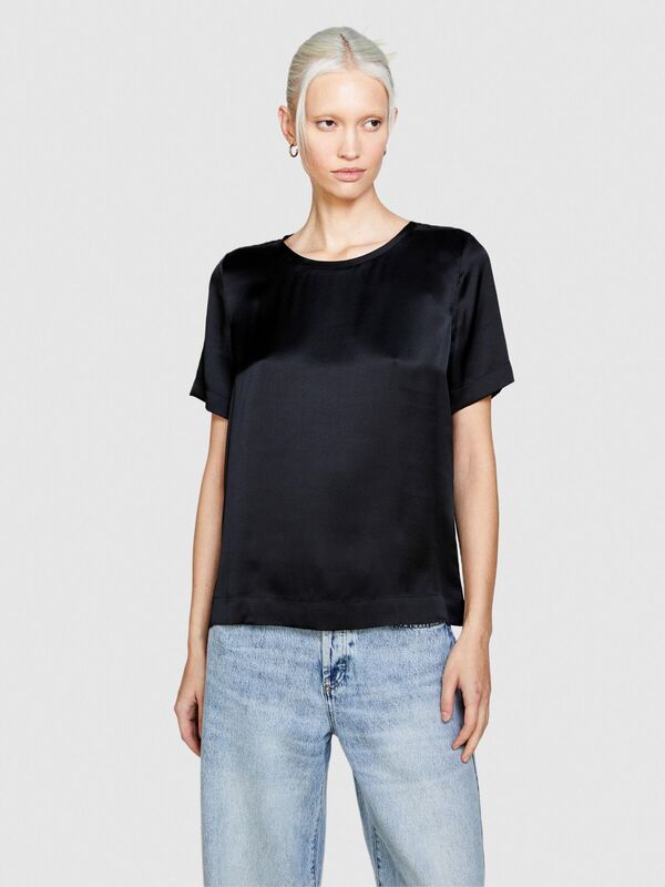 %100 İpek Regular Fit Bluz Kadın Siyah Gömlek - 323A5Q6WLQ05N