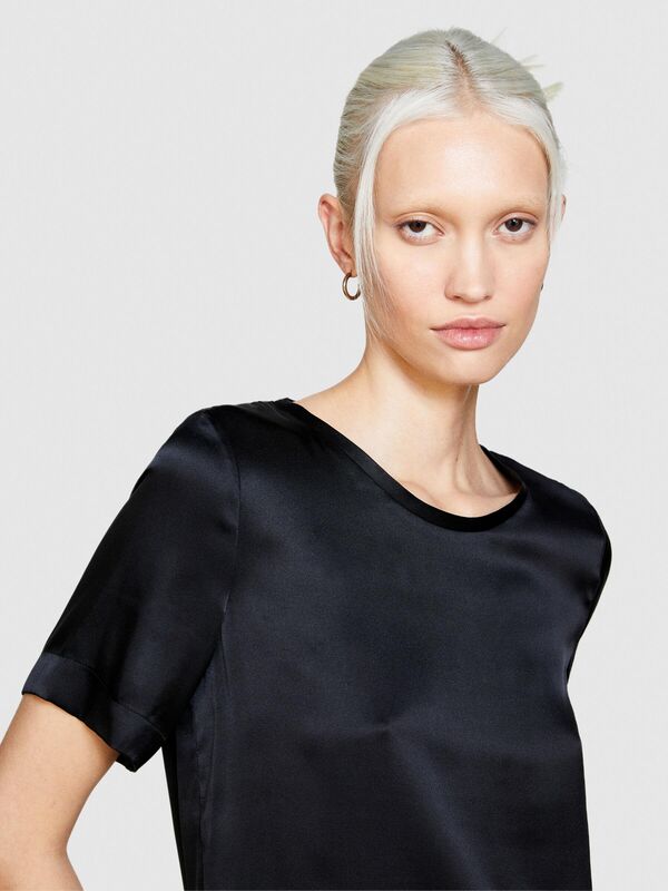 %100 İpek Regular Fit Bluz Kadın Siyah Gömlek - 323A5Q6WLQ05N