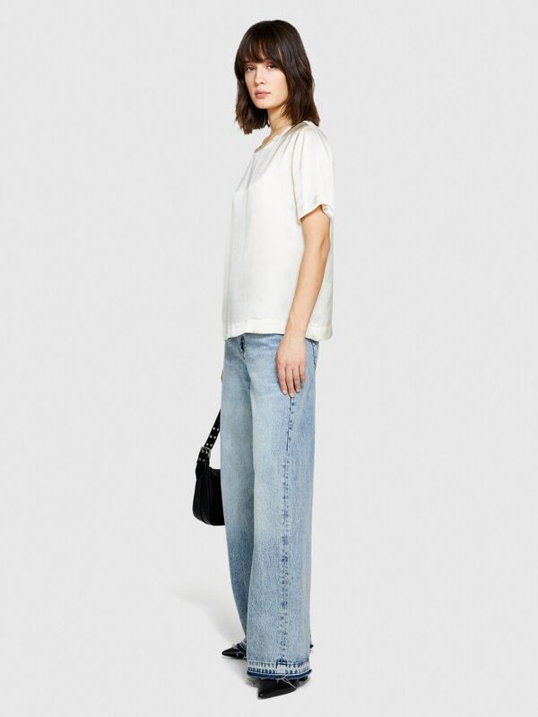 %100 İpek Regular Fit Bluz Kadın Bej Gömlek - 323A5Q6WLQ05N