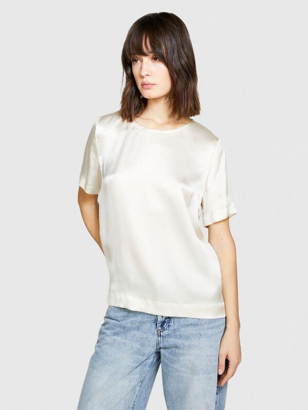 %100 İpek Regular Fit Bluz Kadın Bej Gömlek - 323A5Q6WLQ05N