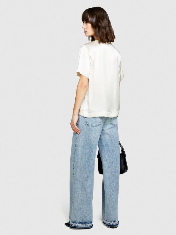 %100 İpek Regular Fit Bluz Kadın Bej Gömlek - 323A5Q6WLQ05N