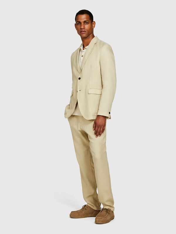 %100 Keten Astarsız Rahat Kalıp Ceket Erkek Bej Ceket - 325P2AGHSW01Q