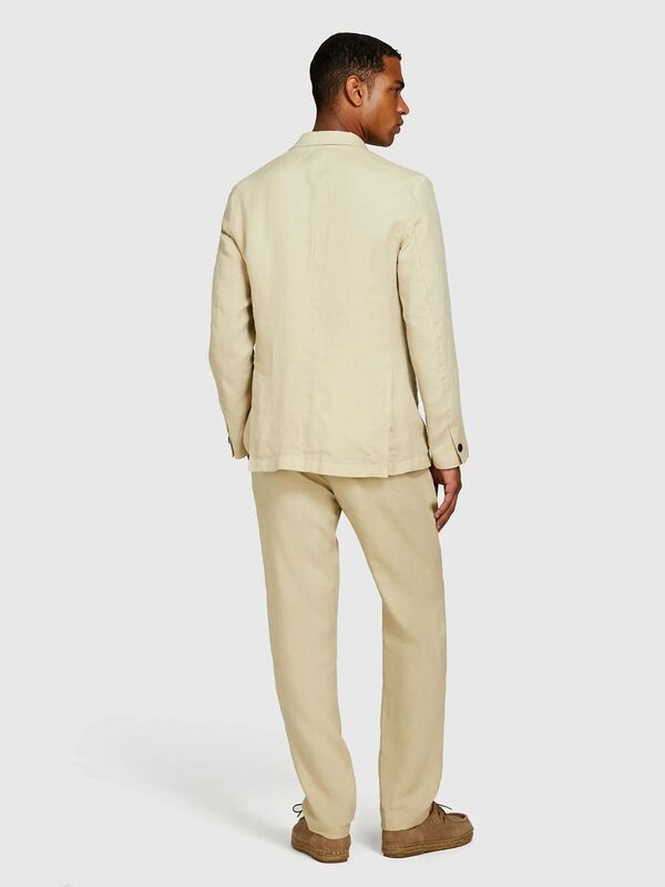 %100 Keten Astarsız Rahat Kalıp Ceket Erkek Bej Ceket - 325P2AGHSW01Q