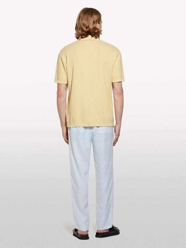 %100 Keten Beli Büzgülü İpli Slim Fit Pantolon Erkek Buz Mavisi Pantolon - 325P4AGHSF043