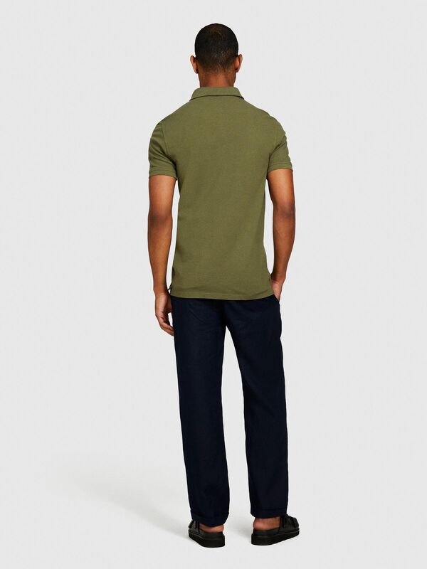 %100 Keten Kemer Delikli Kıvrık Paça Regular Fit Pantolon Erkek Lacivert Pantolon - 324P4AGHSF042