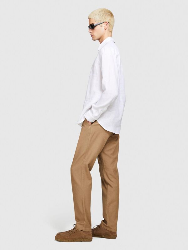 %100 Keten Regular Fit Gömlek Erkek Beyaz Gömlek - 324P5BKUSQ029