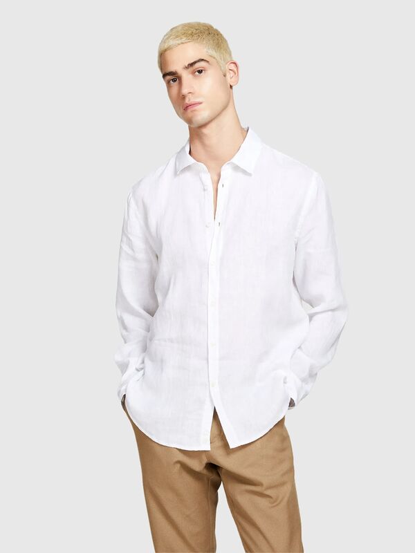 %100 Keten Regular Fit Gömlek Erkek Beyaz Gömlek - 325P5BKUSQ029 %100 Keten Regular Fit Gömlek Erkek Beyaz Gömlek - 325P5BKUSQ029