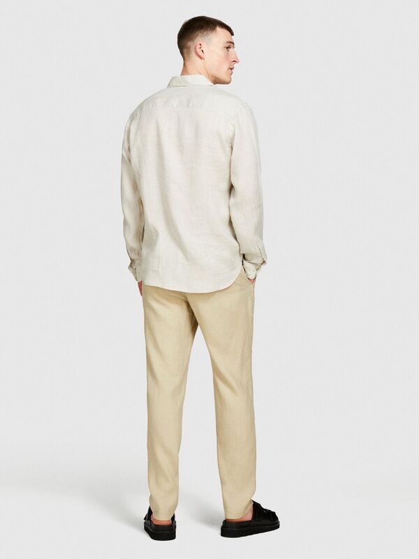 %100 Keten Regular Fit Gömlek Erkek Gri Gömlek - 324P5BKUSQ029