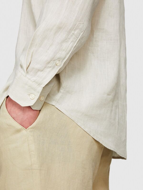 %100 Keten Regular Fit Gömlek Erkek Gri Gömlek - 324P5BKUSQ029