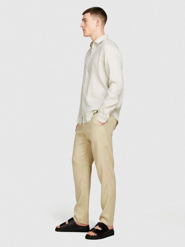 Sisley - %100 Keten Regular Fit Gömlek Erkek Gri Gömlek - 324P5BKUSQ029