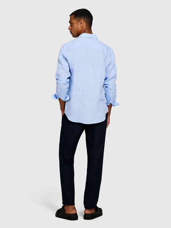 %100 Keten Regular Fit Gömlek Erkek Mavi Gömlek - 325P5BKUSQ029