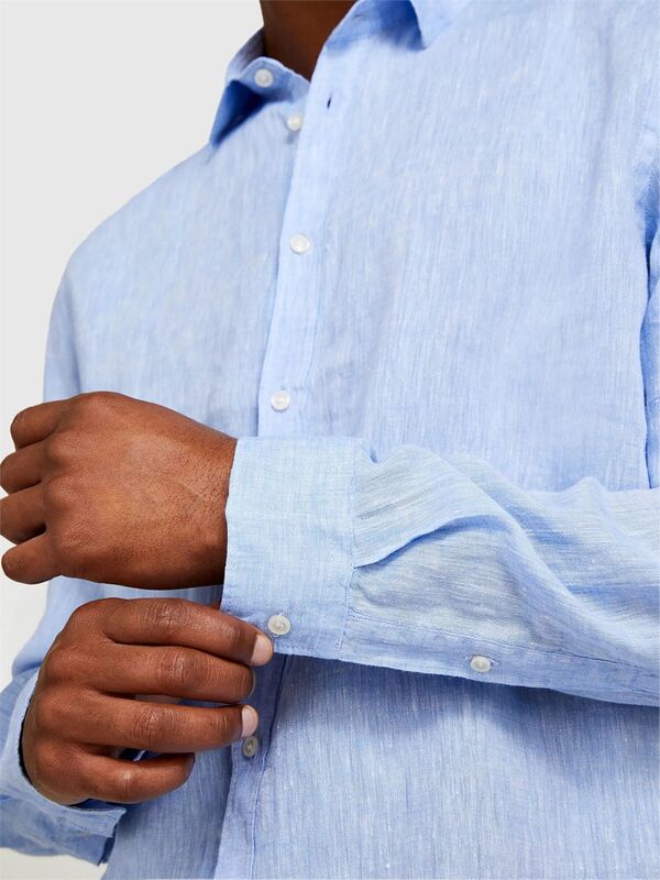 %100 Keten Regular Fit Gömlek Erkek Mavi Gömlek - 325P5BKUSQ029