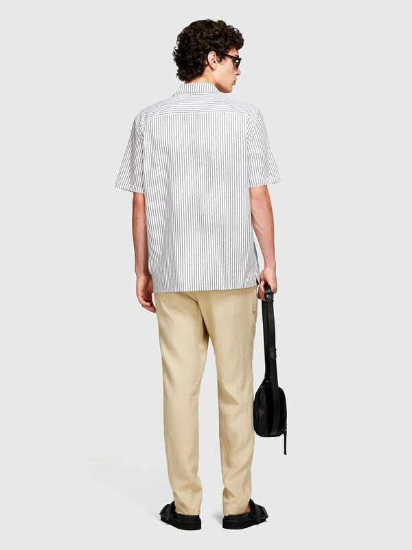 %100 Keten Slim Comfort Fit Pantolon Erkek Bej Pantolon - 325P4AGHSF049