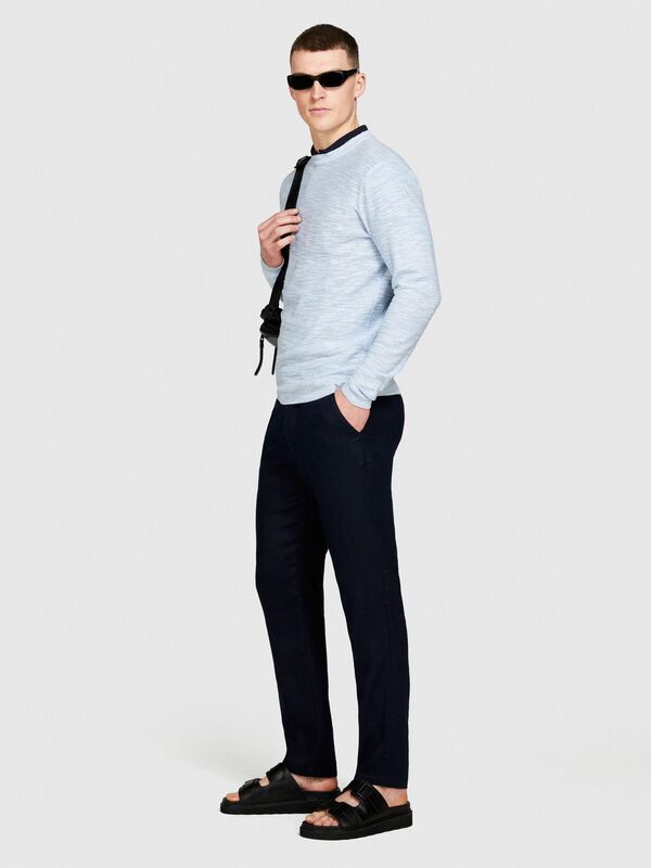 %100 Keten Slim Comfort Fit Pantolon Erkek Lacivert Pantolon - 324P4AGHSF049