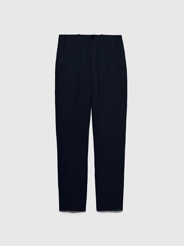 %100 Keten Slim Comfort Fit Pantolon Erkek Lacivert Pantolon - 325P4AGHSF049