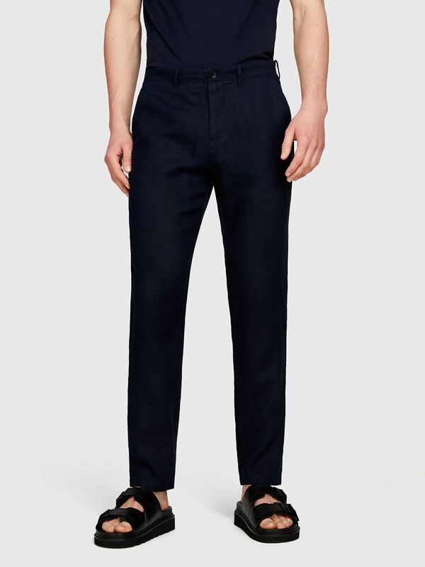 %100 Keten Slim Comfort Fit Pantolon Erkek Lacivert Pantolon - 325P4AGHSF049