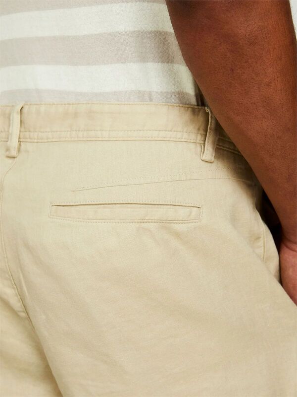 %100 Keten Slim Fit Bermuda Şort Erkek Bej Şort - 325P4AGHS9010