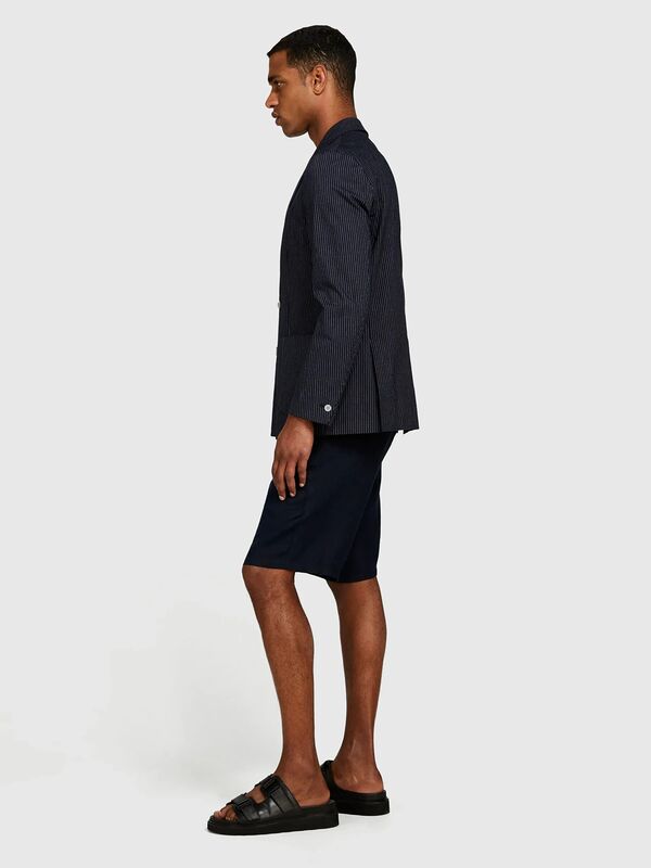 %100 Keten Slim Fit Bermuda Şort Erkek Lacivert Şort - 325P4AGHS9010