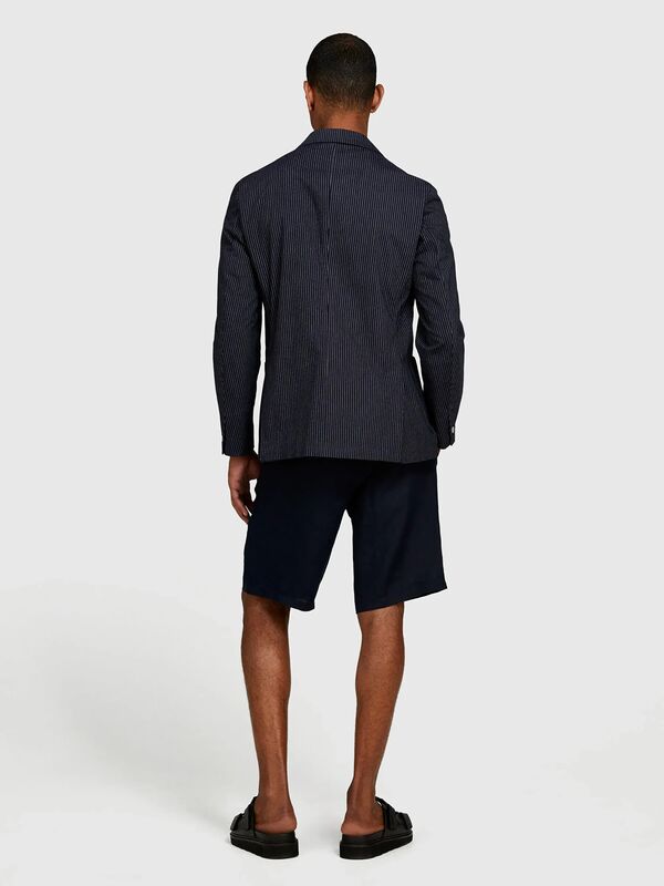 %100 Keten Slim Fit Bermuda Şort Erkek Lacivert Şort - 325P4AGHS9010