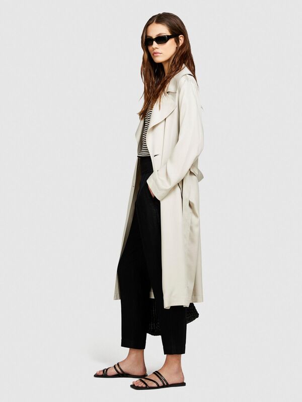 Sisley - %100 Keten Yanları Elastik Önü Pileli Pantolon Kadın Siyah Pantolon - 324P4AGHLF00S