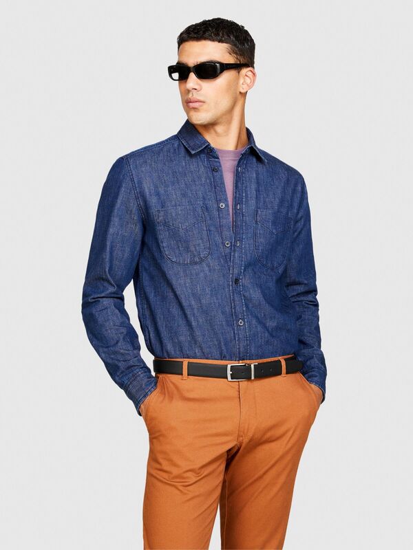 %100 Koton Denim Gömlek Erkek Haki Mix Gömlek - 323A5FV6SQ017 %100 Koton Denim Gömlek Erkek Haki Mix Gömlek - 323A5FV6SQ017