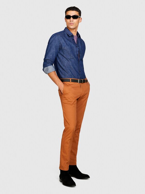 %100 Koton Denim Gömlek Erkek Haki Mix Gömlek - 323A5FV6SQ017 %100 Koton Denim Gömlek Erkek Haki Mix Gömlek - 323A5FV6SQ017