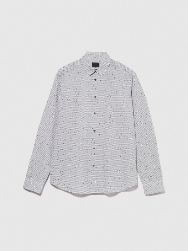 %100 Koton Desenli Poplin Gömlek Erkek Gri Gömlek - 323A597RSQ02S