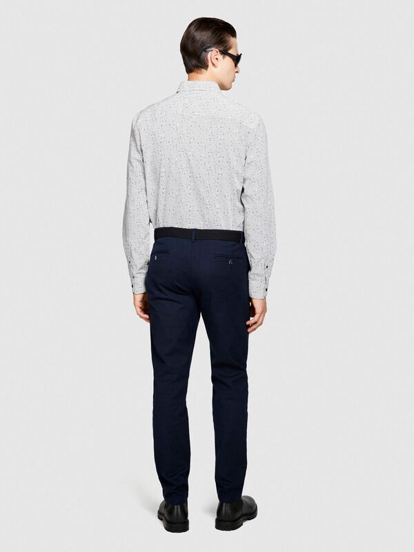 %100 Koton Desenli Poplin Gömlek Erkek Gri Gömlek - 323A597RSQ02S