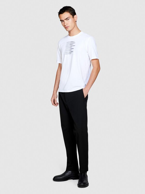 %100 Koton El Baskılı T-Shirt Erkek Beyaz T-Shirt - 323A3096S1030