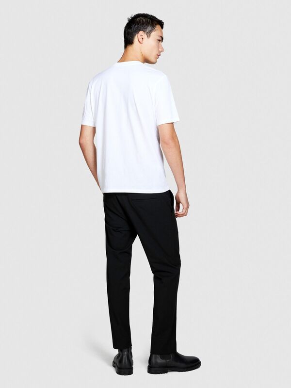 %100 Koton El Baskılı T-Shirt Erkek Beyaz T-Shirt - 323A3096S1030