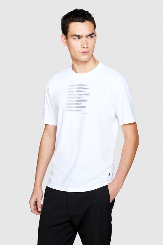 %100 Koton El Baskılı T-Shirt Erkek Beyaz T-Shirt - 323A3096S1030