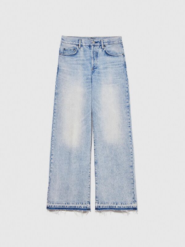 %100 Koton Geniş Paça Denim Pantolon Kadın Mix Pantolon - 323A497SLE02Q
