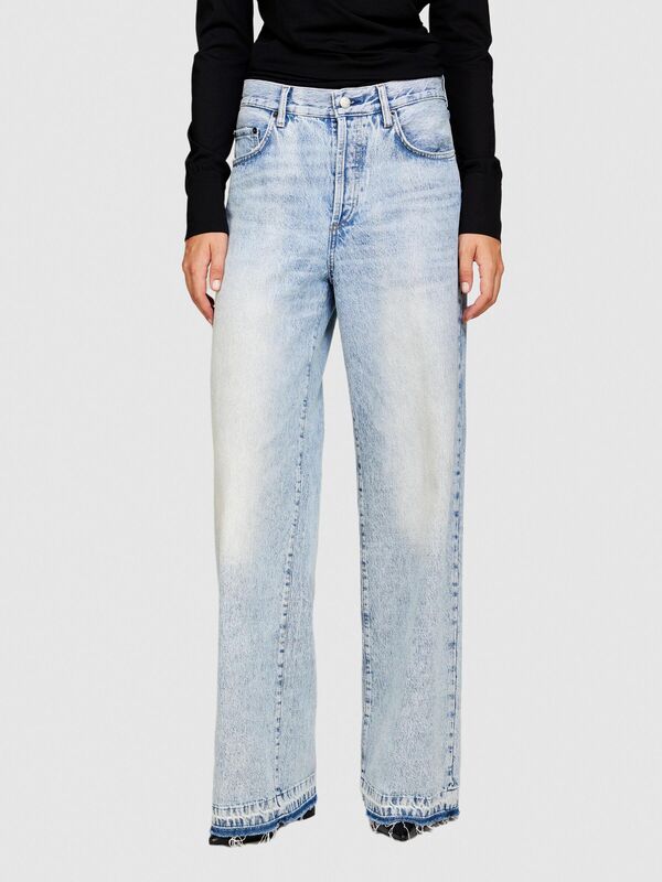 %100 Koton Geniş Paça Denim Pantolon Kadın Mix Pantolon - 323A497SLE02Q