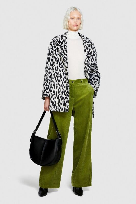 %100 Koton Geniş Paça Kadife Pantolon Kadın Yeşil T-Shirt - 323A453ULF040