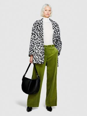 Sisley - %100 Koton Geniş Paça Kadife Pantolon Kadın Açık Yeşil Pantolon - 323A453ULF040