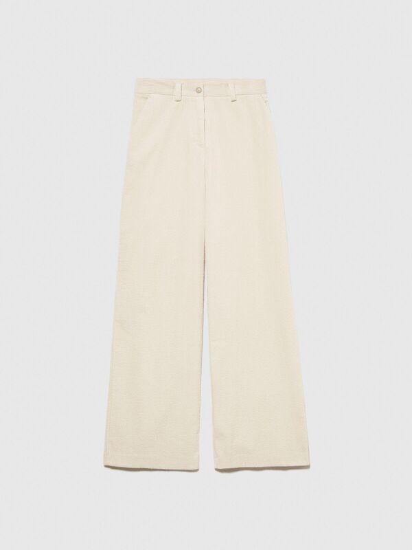 %100 Koton Geniş Paça Kadife Pantolon Kadın Bej Pantolon - 323A453ULF040