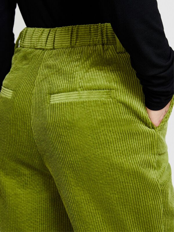 %100 Koton Jogger Kadife Pantolon Kadın Açık Yeşil Pantolon - 323A453ULF03Z
