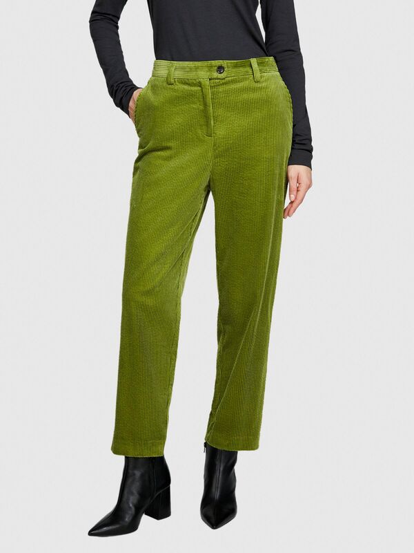 %100 Koton Jogger Kadife Pantolon Kadın Açık Yeşil Pantolon - 323A453ULF03Z