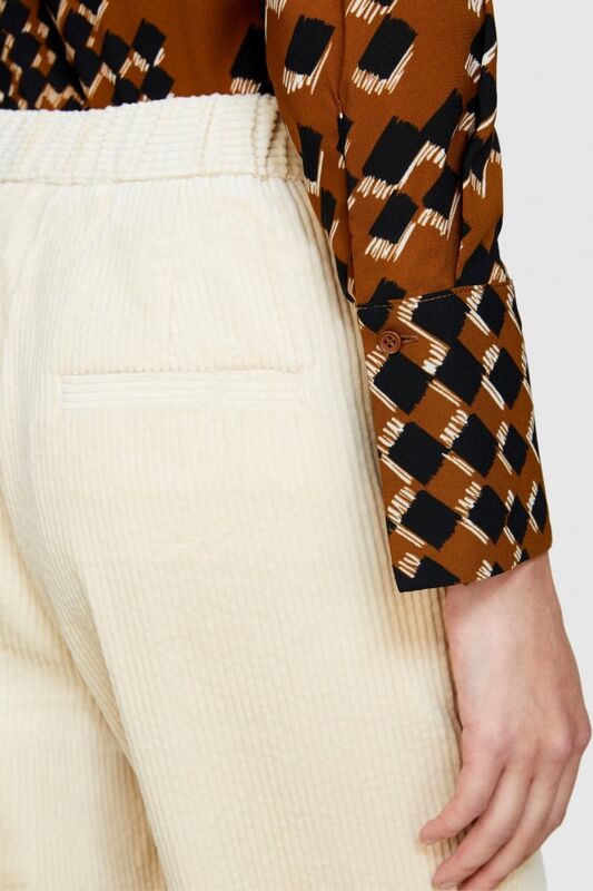 %100 Koton Jogger Kadife Pantolon Kadın Bej T-Shirt - 323A453ULF03Z