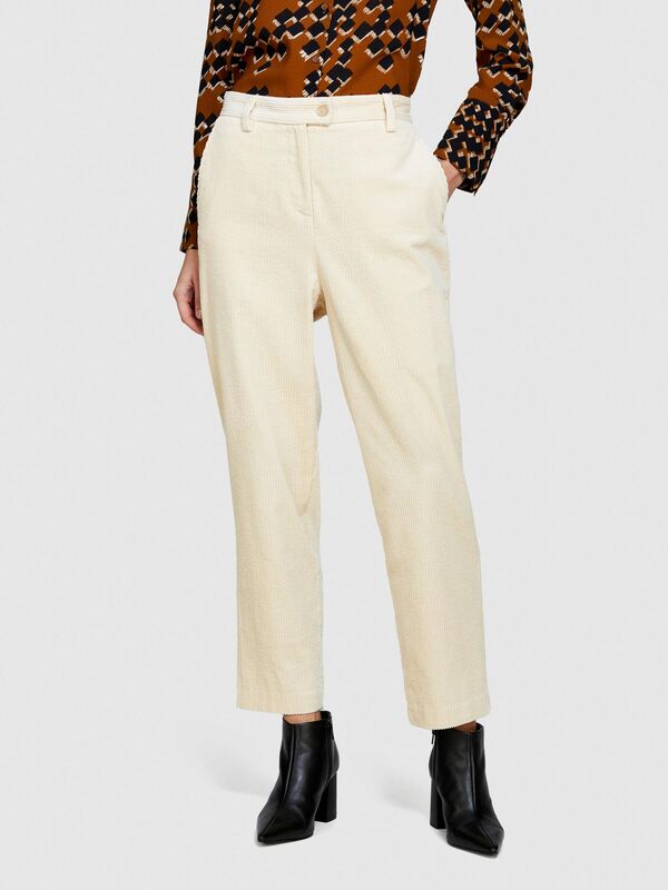 %100 Koton Jogger Kadife Pantolon Kadın Bej T-Shirt - 323A453ULF03Z