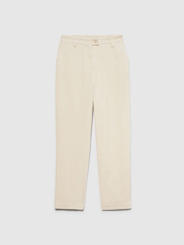 %100 Koton Jogger Kadife Pantolon Kadın Bej Pantolon - 323A453ULF03Z