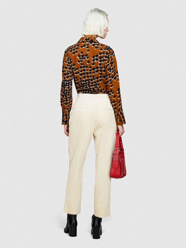 %100 Koton Jogger Kadife Pantolon Kadın Bej Pantolon - 323A453ULF03Z