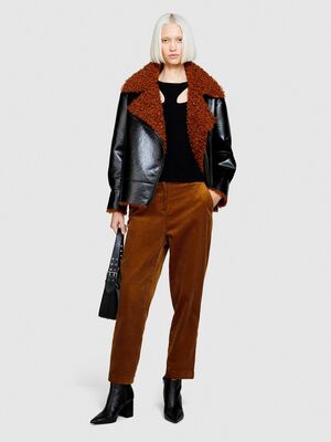 Sisley - %100 Koton Jogger Kadife Pantolon Kadın Kahverengi T-Shirt - 323A453ULF03Z