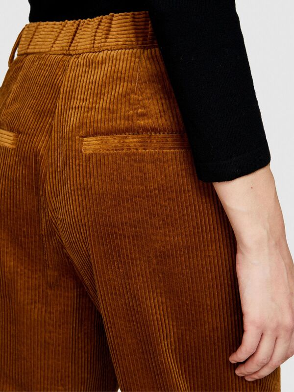 %100 Koton Jogger Kadife Pantolon Kadın Kahverengi T-Shirt - 323A453ULF03Z