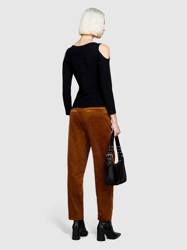 %100 Koton Jogger Kadife Pantolon Kadın Kahverengi T-Shirt - 323A453ULF03Z