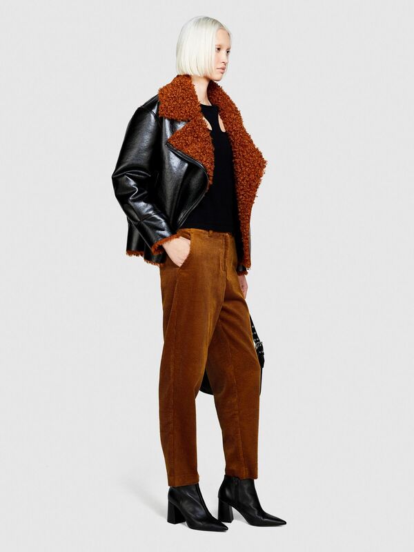 %100 Koton Jogger Kadife Pantolon Kadın Kahverengi T-Shirt - 323A453ULF03Z