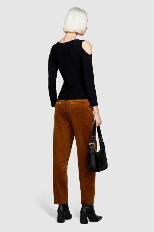 %100 Koton Jogger Kadife Pantolon Kadın Kahverengi T-Shirt - 323A453ULF03Z