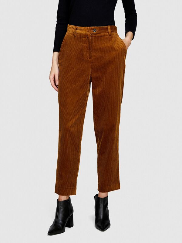%100 Koton Jogger Kadife Pantolon Kadın Kahverengi Pantolon - 323A453ULF03Z